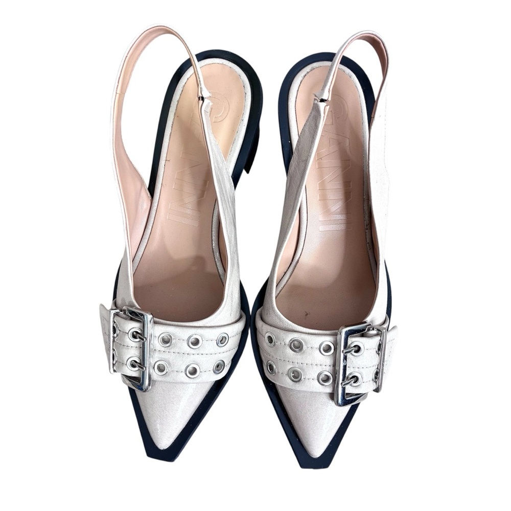 Ganni Feminine Slingback Pump in Off White Size 39 US 9 - Picture 3 of 9